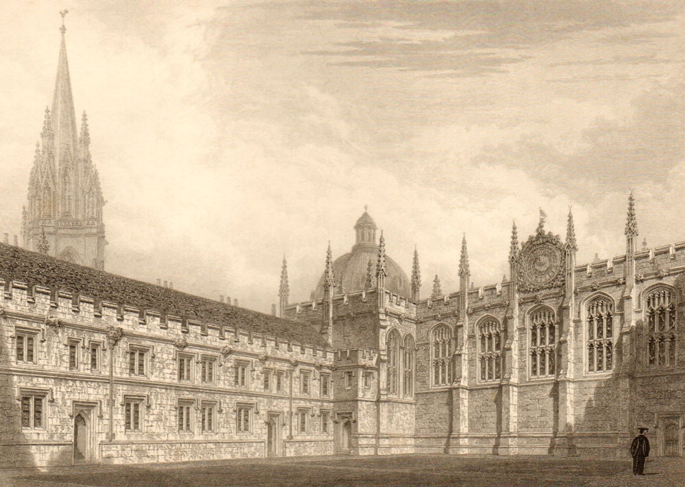 The Chapel &c. All Souls College, Oxford, by John Le Keux 1837 old print